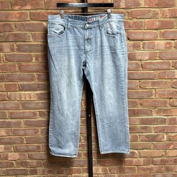 Izod Men’s Straight Fit Blue Jeans Size 38x30 - Picture 2 of 6